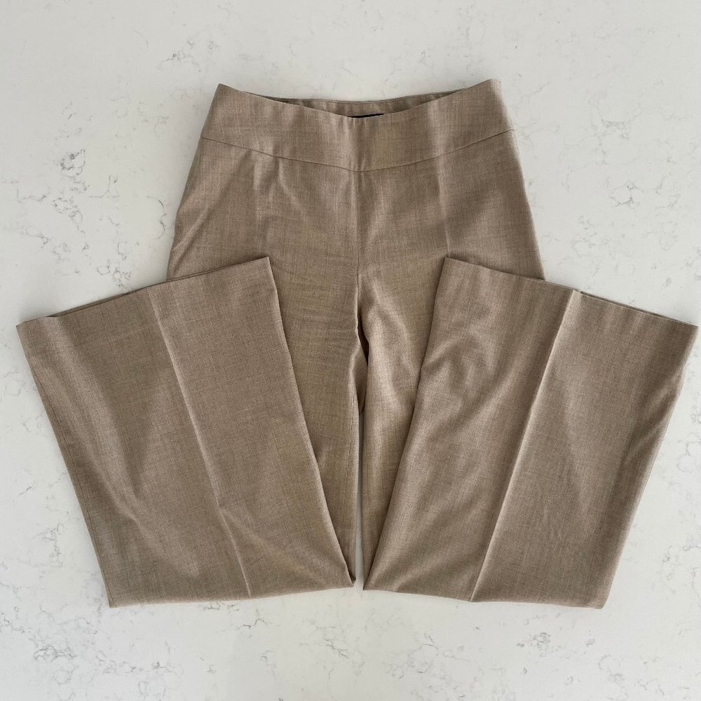 Piazza Sempione Designer Lightweight Wide Leg Hi Waist Pants Heather Tan Sz S